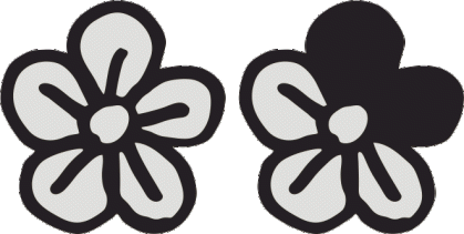 Left-hand flower looks like one object ready for lasercutting, but it's actually made up of a big black shape with six grey shapes on top of it.