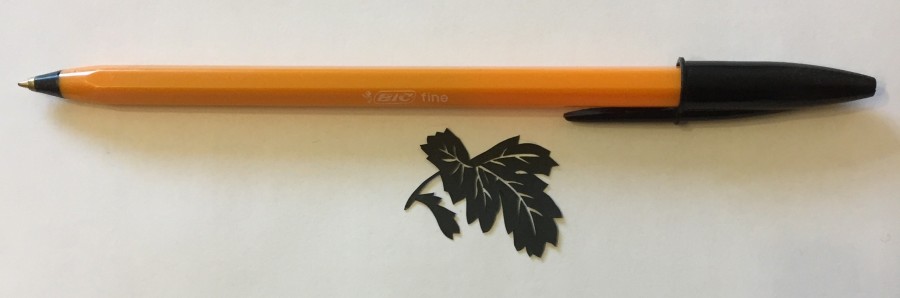 leaf papercut 037 with pen for scale